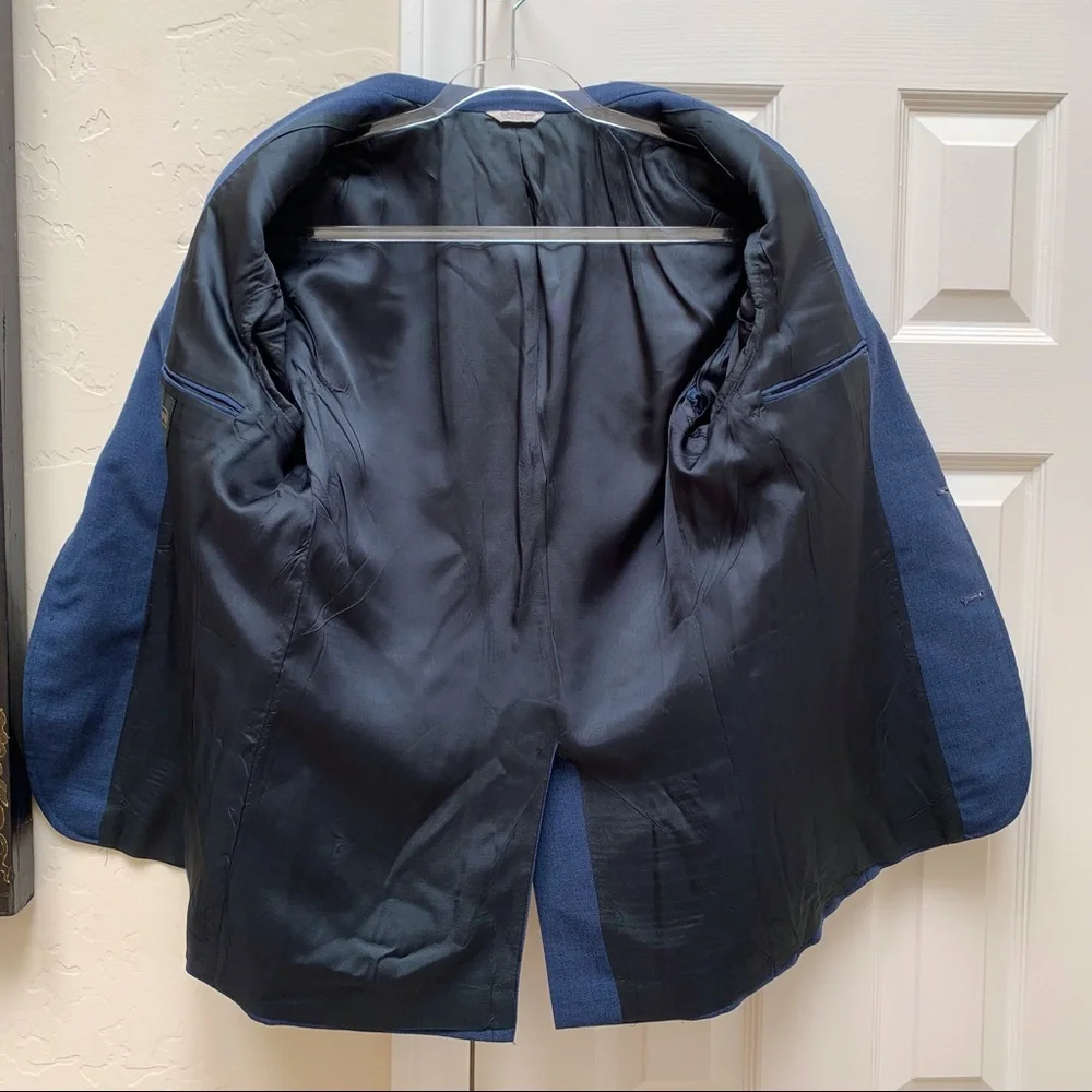 Vintage 70s 80s Dusty Blue Blazer Gold Buttons Retro Mad Men Grandpacore 38S